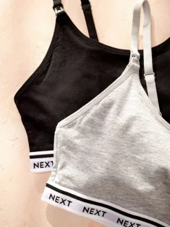 Zwart/grijs - Zwangerschap en borstvoeding cropped ultiem comfort tops verpakking van 2