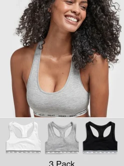 Zwart/grijs gemêleerd/wit - Gewatteerde cropped tops met ultiem comfort