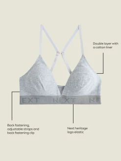 Zwart/grijs/roze - Cotton Ribbed Logo Bralettes 3 Pack