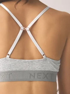 Zwart/grijs/roze - Cotton Ribbed Logo Bralettes 3 Pack