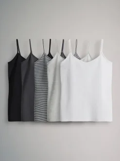 Zwart/grijs/Strepen/lichtgrijs gemêleerd/Wit - The Set 5 pakken dunne bandvest Tops
