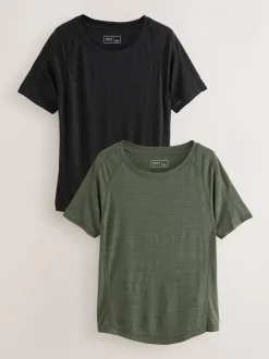 Zwart/groen - Active Crew Neck Lightweight Short Sleeve T-Shirts 2 Pack