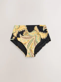 Zwart/groen paisley - Bikini broekje met print