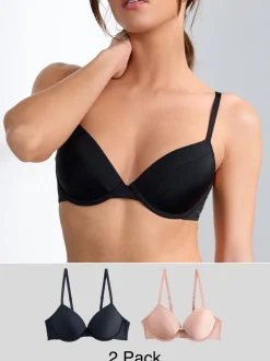 Zwart/huidskleurig - A-E Afvlakkende Ultimate Comfort Beha's 2 Verpakking