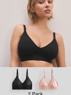 Zwart/huidskleurig - DD+ Ultimate Comfort Bralettes zonder beugel 2 verpakking