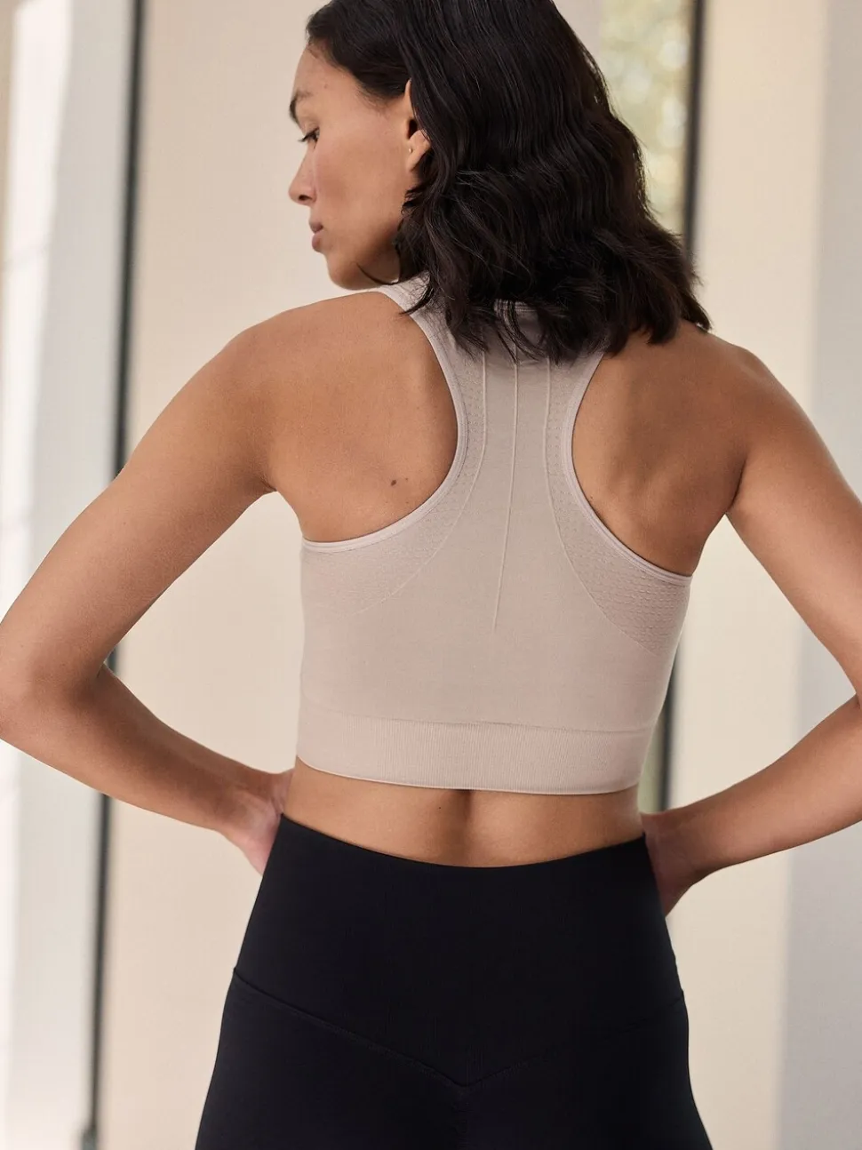 Zwart/kiezelkleurig - Seamless High Neck Medium Impact Sports Bras 2 Pack
