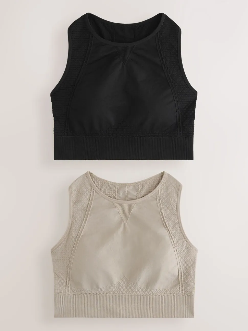 Zwart/kiezelkleurig - Seamless High Neck Medium Impact Sports Bras 2 Pack