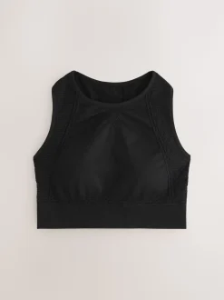 Zwart/kiezelkleurig - Seamless High Neck Medium Impact Sports Bras 2 Pack
