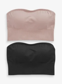 Zwart/lichtroze - Naadloze bandeau ultiem comfort beha's verpakking van 2