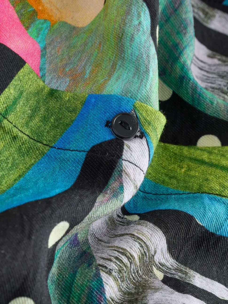 Zwart/meerkleurig met bloemenprint - Halflange overhemdjurk met lange mouwen
