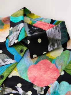 Zwart/meerkleurig met bloemenprint - Printed Long Sleeve Shirt Dress