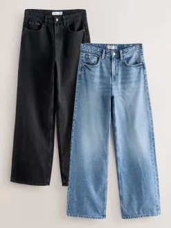 Zwart/middelblauw - Jeans met wijde pijpen 2 Set