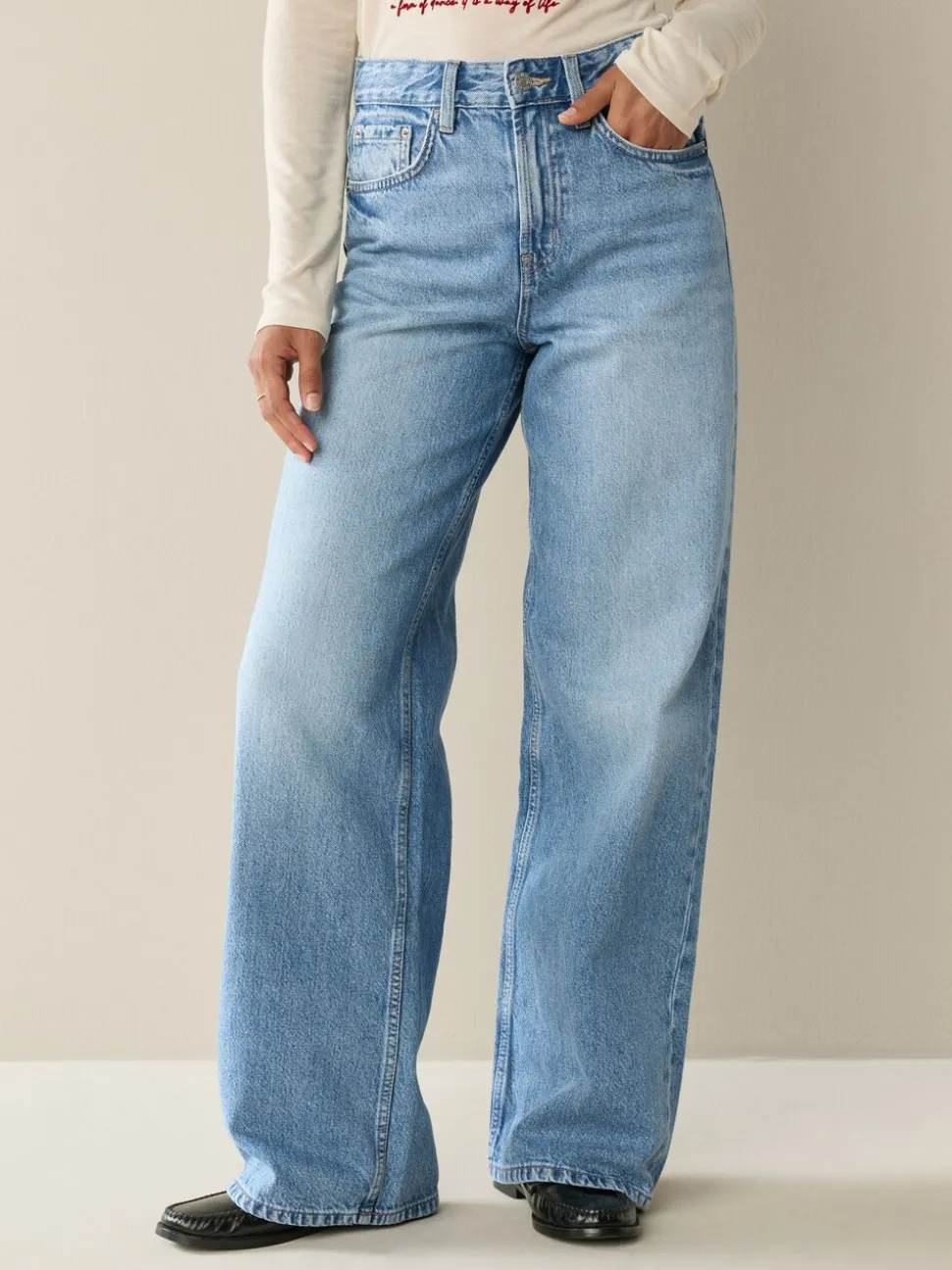 Zwart/middelblauw - Jeans met wijde pijpen 2 Set