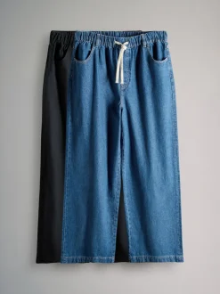 Zwart/middelblauw - The Set 2 Pack Pull-on Jeans met Wijde Pijpen