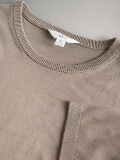 Zwart/Naturel/Crème - The Set fijngebreide T-shirts