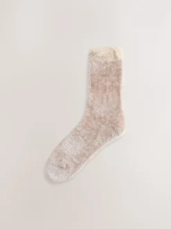 Zwart/neutraal - 2 paar knusse fluwelen sokken