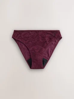 Zwart/paarsrood - All Over Lace Medium Flow Periode Knickers 2 Pack