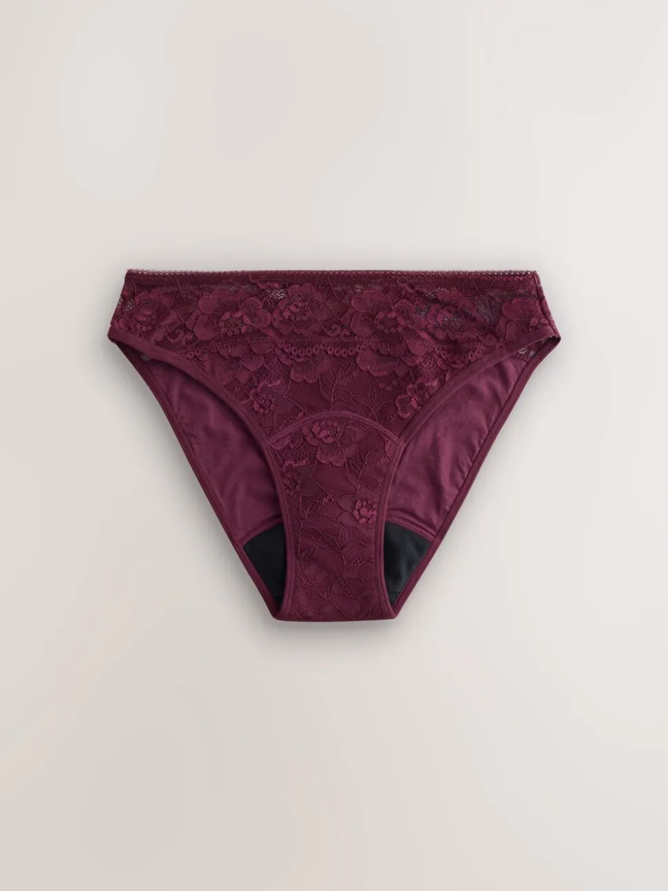 Zwart/paarsrood - All Over Lace Medium Flow Periode Knickers 2 Pack