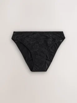 Zwart/paarsrood - All Over Lace Medium Flow Periode Knickers 2 Pack