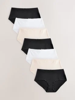 Zwart/pastelroze huidskleur/wit - Set van 7 slips met hoog katoengehalte