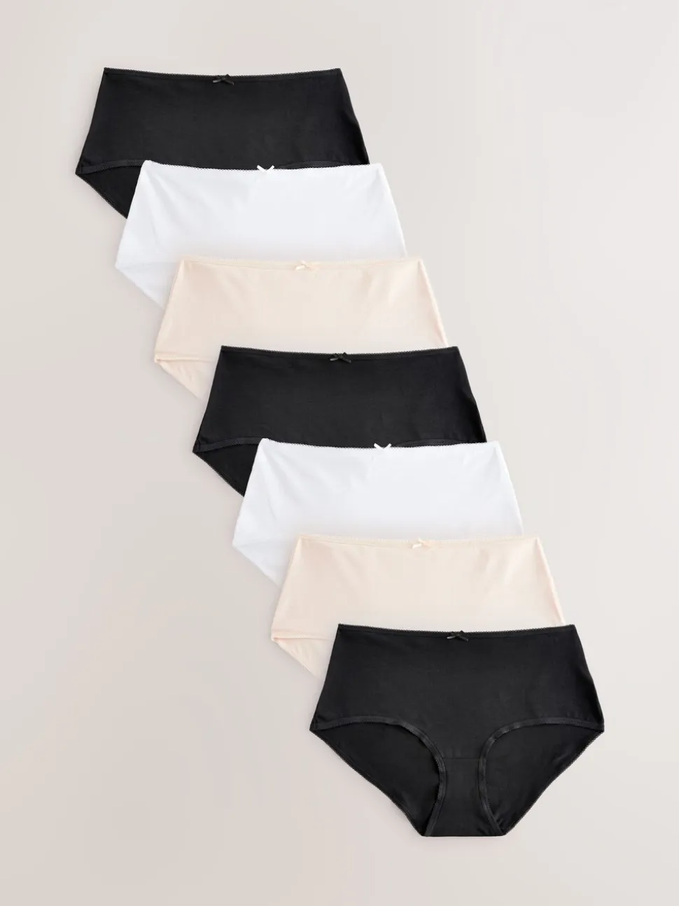 Zwart/pastelroze huidskleur/wit - Set van 7 slips met hoog katoengehalte