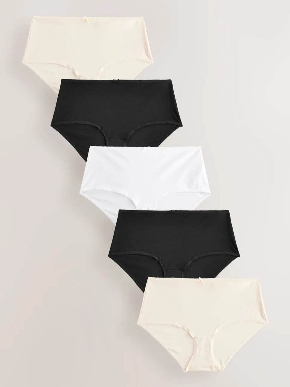 Zwart/pastelroze huidskleur/wit - Set van 5 slips met hoog katoengehalte