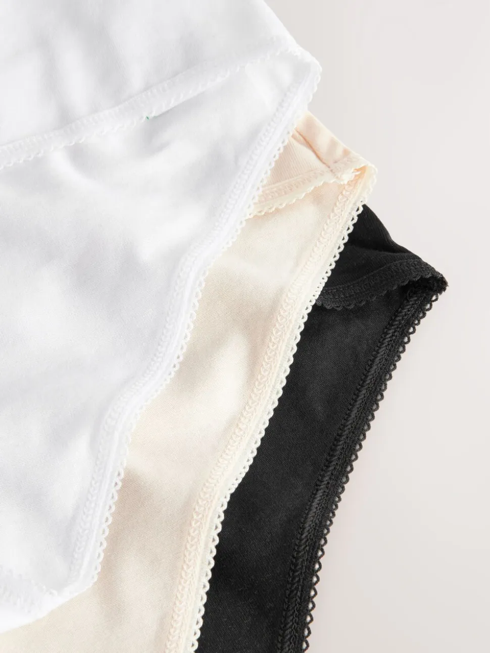 Zwart/pastelroze huidskleur/wit - Set van 5 slips met hoog katoengehalte