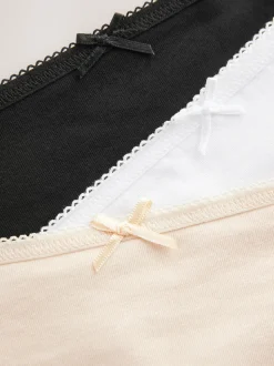 Zwart/pastelroze huidskleur/wit - Set van 7 slips met hoog katoengehalte