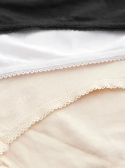 Zwart/pastelroze huidskleur/wit - Set van 7 slips met hoog katoengehalte