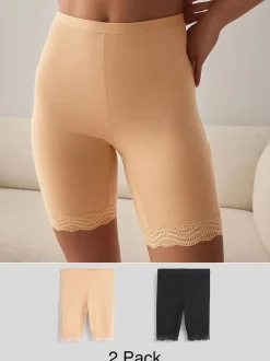 Zwart/pastelroze huidskleur - Verpakking van 2 shorts tegen schuren