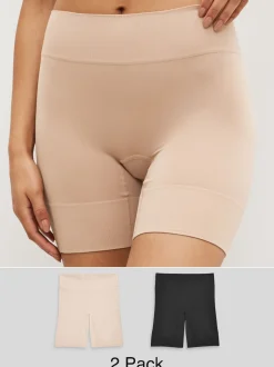 Zwart/pastelroze huidskleur - Verpakking van 2 naadloze irritatiewerende shorts
