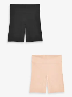 Zwart/pastelroze huidskleur - Verpakking van 2 naadloze irritatiewerende shorts
