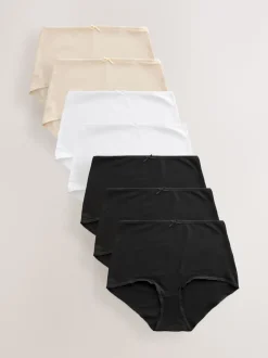 Zwart/pastelroze huidskleur/wit - Set van 7 slips met hoog katoengehalte
