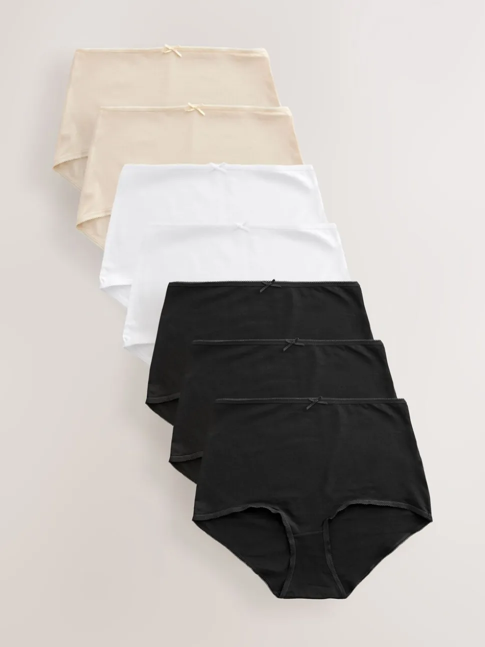 Zwart/pastelroze huidskleur/wit - Set van 7 slips met hoog katoengehalte