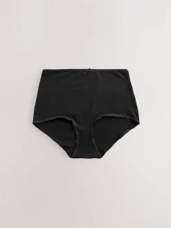Zwart/pastelroze huidskleur/wit - Set van 7 slips met hoog katoengehalte