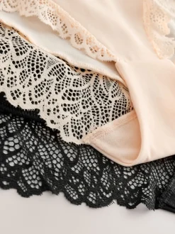 Zwart/pastelroze huidskleur - Femina vormende slip met buikcorrectie 2 stuks