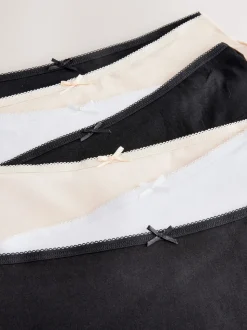 Zwart/pastelroze huidskleur/wit - Set van 7 slips met hoog katoengehalte