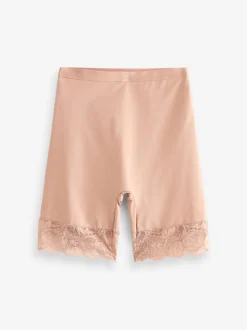 Zwart/praline huidskleur - 2 Licht vormgevende buikcorrigerende shorts met kanten achterkant