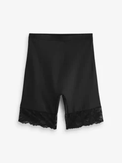 Zwart/praline huidskleur - 2 Licht vormgevende buikcorrigerende shorts met kanten achterkant