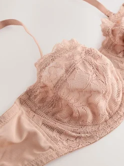 Zwart/praline huidskleur - Kanten strapless multiway beha's zonder vulling 2 set