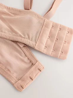 Zwart/praline huidskleur - Kanten strapless multiway beha's zonder vulling 2 set