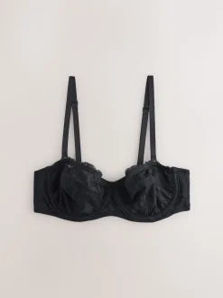 Zwart/praline huidskleur - Kanten strapless multiway beha's zonder vulling 2 set