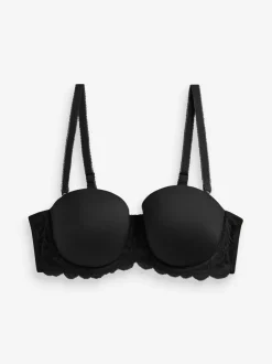 Zwart/praline huidskleur - Verpakking van 2 strapless multiway beha's met lichte vulling in cupmaten A-E