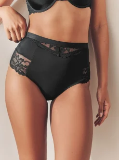 Zwart/praline huidskleur - 2 Strings met licht buikcorrigerende hoge taille