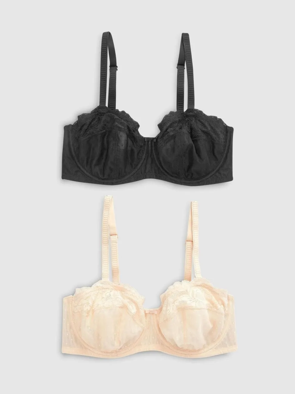 Zwart/praline huidskleur - 2 Strapless DD+ beha's zonder vulling