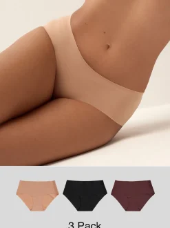 Zwart/Praline Huidskleur/Chocolade Huidskleur - Geen zichtbare onderbroeklijn comfortabele slips verpakking van 3