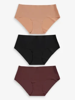 Zwart/Praline Huidskleur/Chocolade Huidskleur - Geen zichtbare onderbroeklijn comfortabele slips verpakking van 3