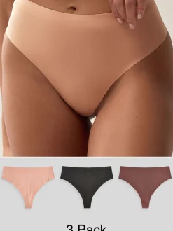 Zwart/Praline Huidskleur/Chocolade Huidskleur - Geen zichtbare onderbroeklijn comfortabele slips verpakking van 3