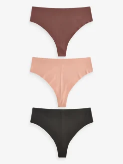 Zwart/Praline Huidskleur/Chocolade Huidskleur - Geen zichtbare onderbroeklijn comfortabele slips verpakking van 3