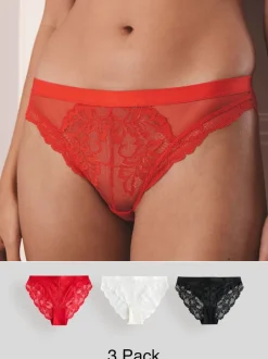 Zwart/rood/crème - 3 Kanten slips